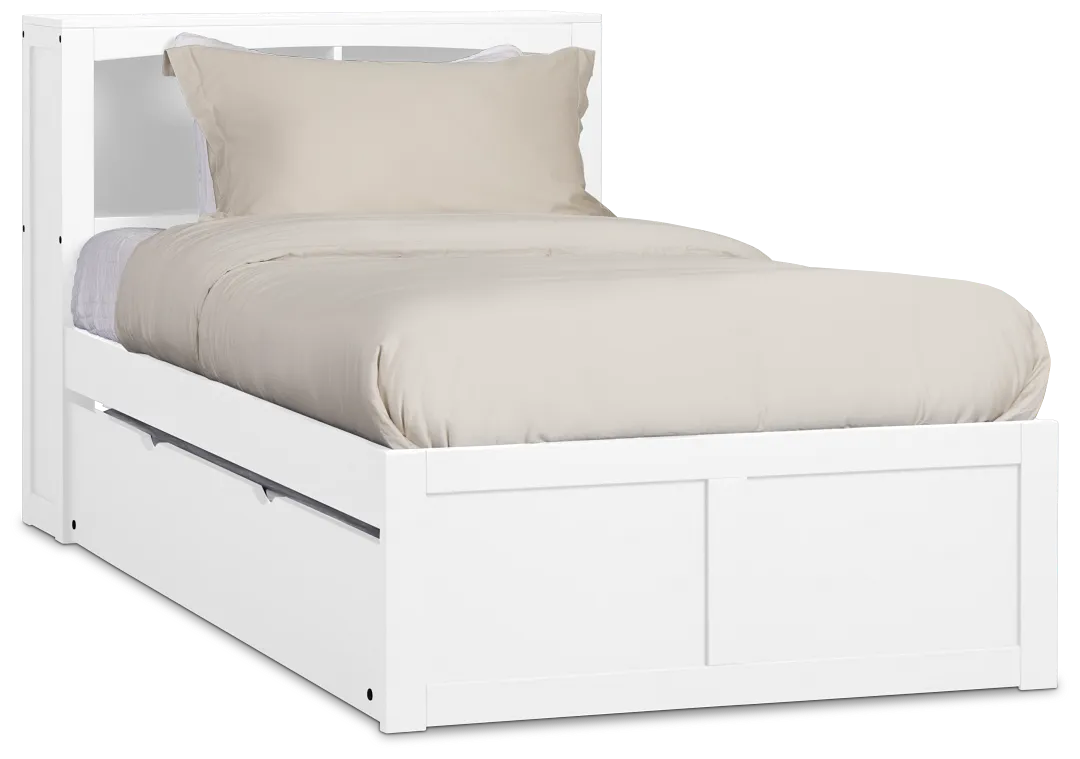Charleston White Bookcase Trundle Bed