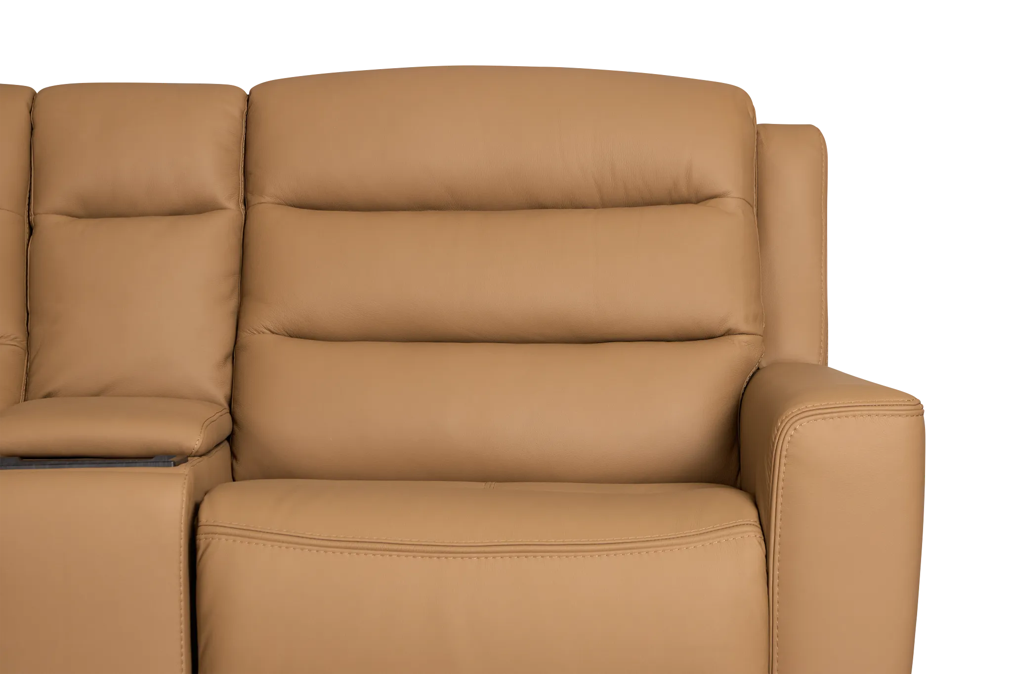 Wilder Brown Leather Medium Triple Power 2-arm Sectional