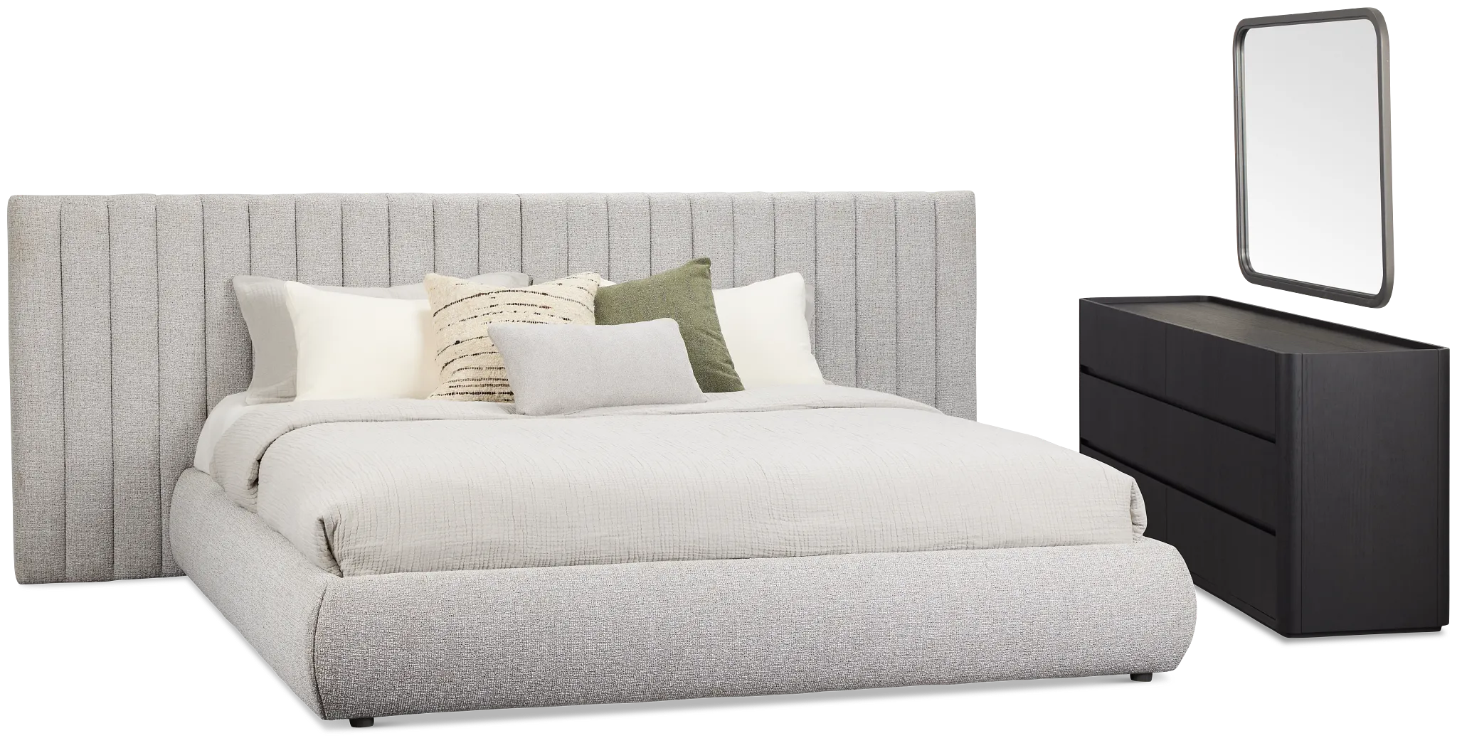 Nomad Gray Uph Spread Bedroom With Black Cases