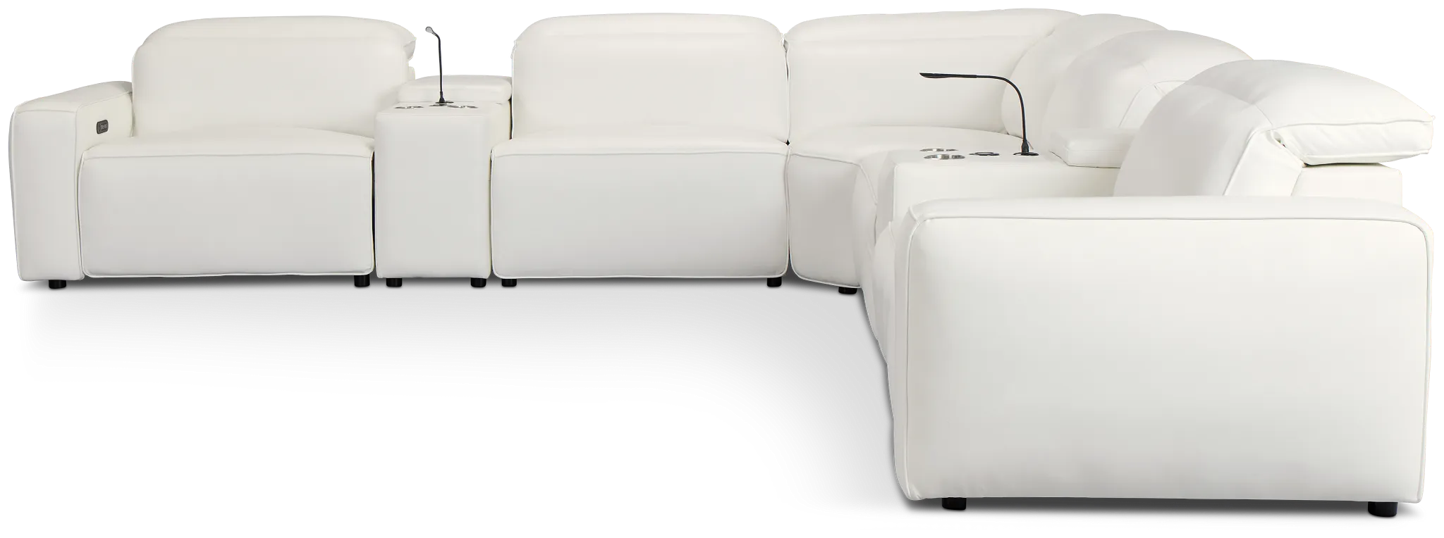 Tidal White Lthr/vinyl Large Dual Power Reclining Two-arm Sectional