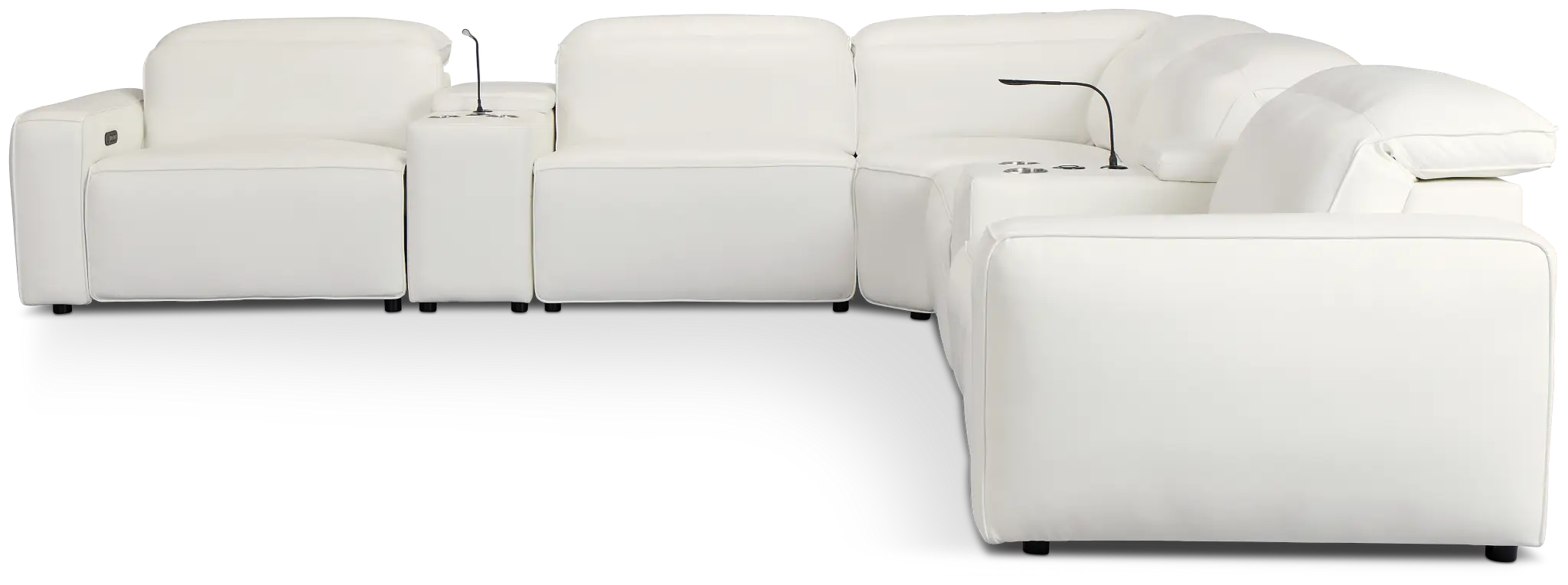 Tidal White Lthr/vinyl Large Dual Power Reclining Two-arm Sectional Tidal White Lthr/vinyl Large Dual Power Reclining Two-arm Sectional