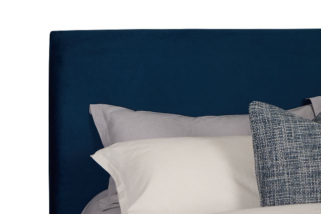 Lucy Dark Blue Uph Platform Bed