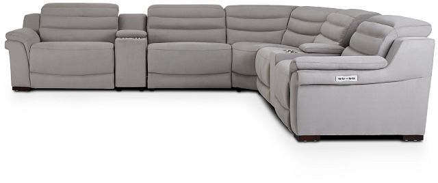 Sentinel Light Gray Micro Large Triple Power Reclining Two-arm Sectional (2)