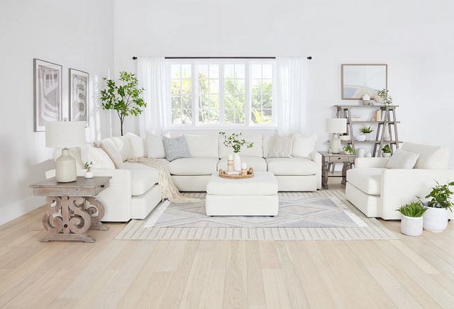 Noah Ivory Fabric Medium Two-arm Sectional
