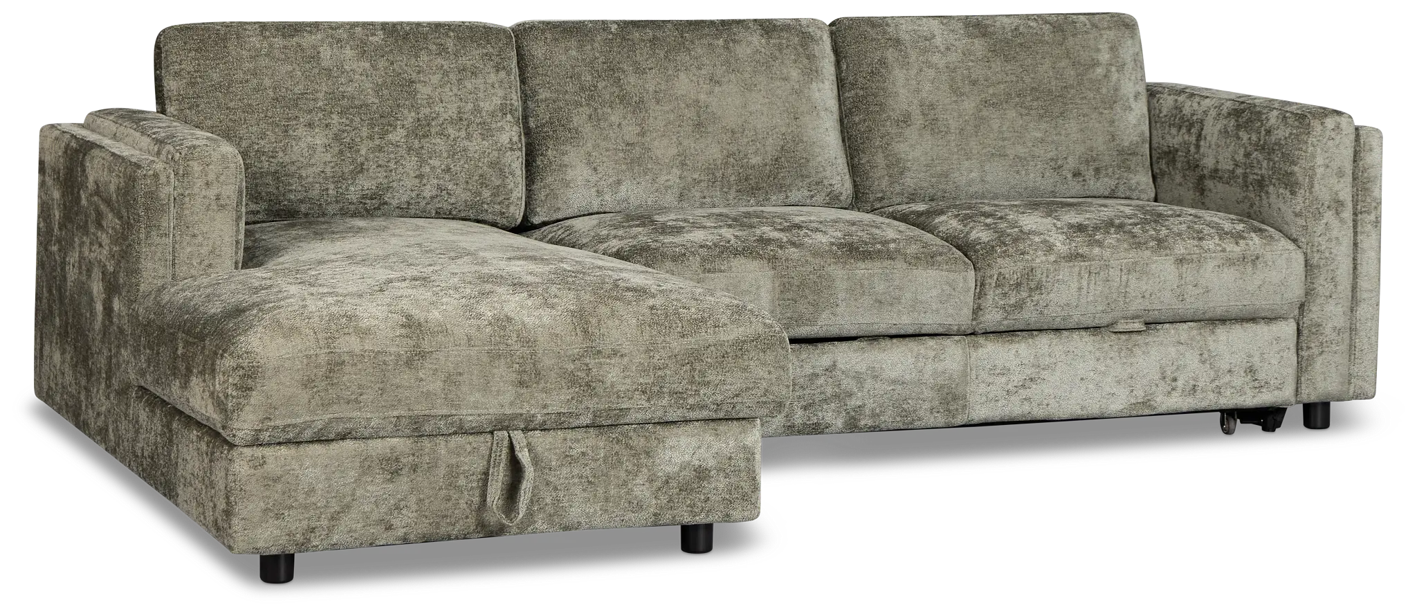 Farren Dark Green Fabric Small Left Chaise Storage Sleeper Sectional Farren Dark Green Fabric Small Left Chaise Storage Sleeper Sectional