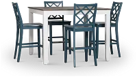 Edgartown Two-tone Square High Table & 4 Navy Wood Barstools