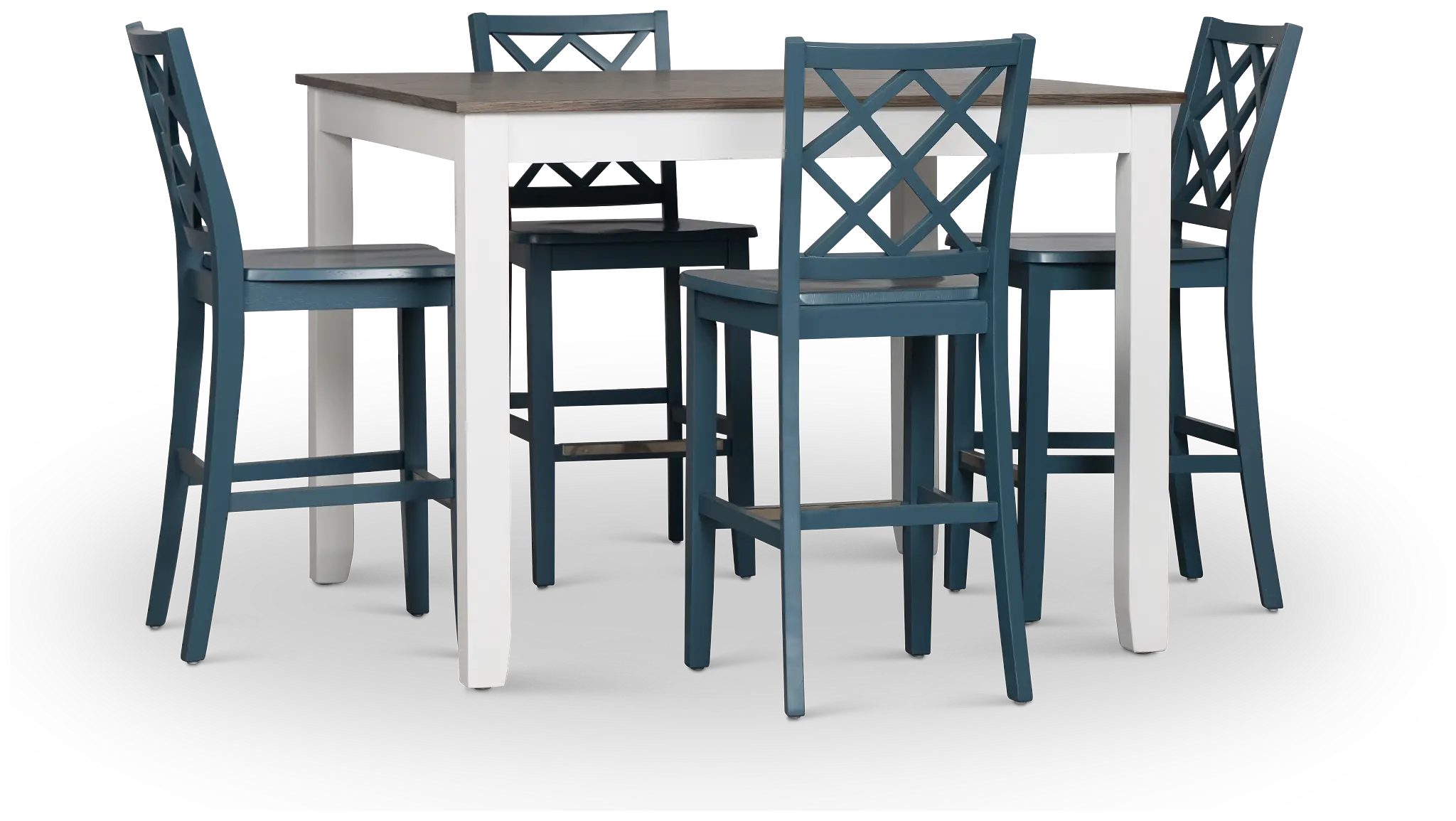 Edgartown Two-tone Square High Table & 4 Navy Wood Barstools Edgartown Two-tone Square High Table & 4 Navy Wood Barstools