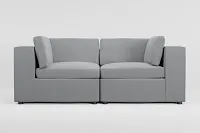 Destin Revenue Beige Fabric 2-piece Modular Sofa