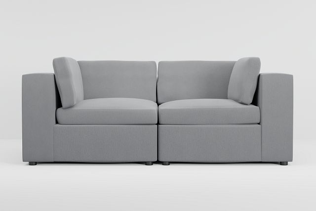 Destin Revenue Beige Fabric 2-piece Modular Sofa