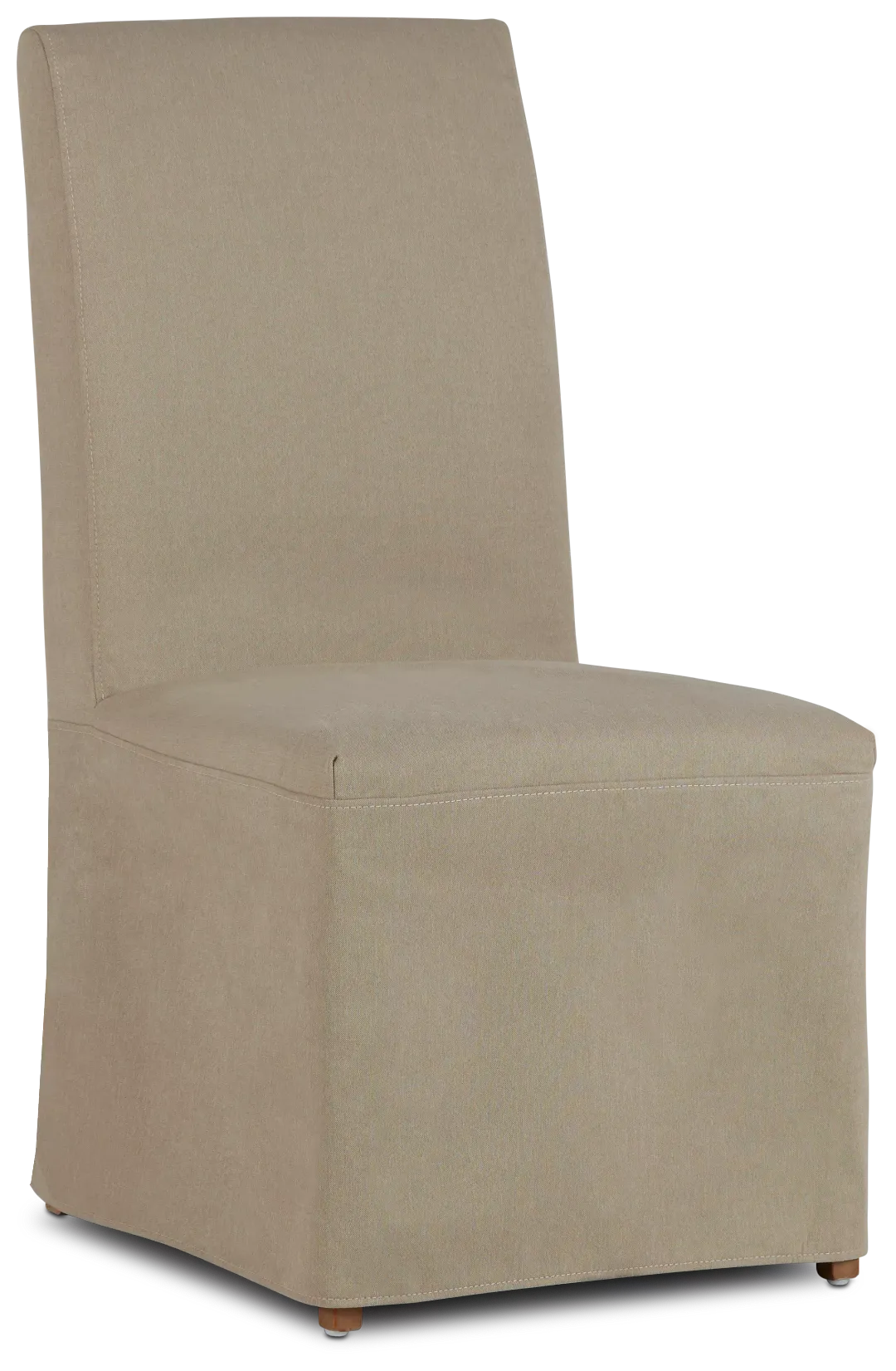 Destination Beige Long Slipcover Chair With Light Tone Leg