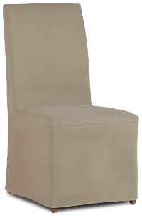 Destination Beige Long Slipcover Chair With Light Tone Leg