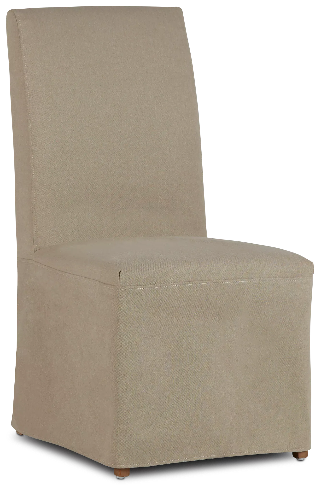 Destination Beige Long Slipcover Chair With Light Tone Leg