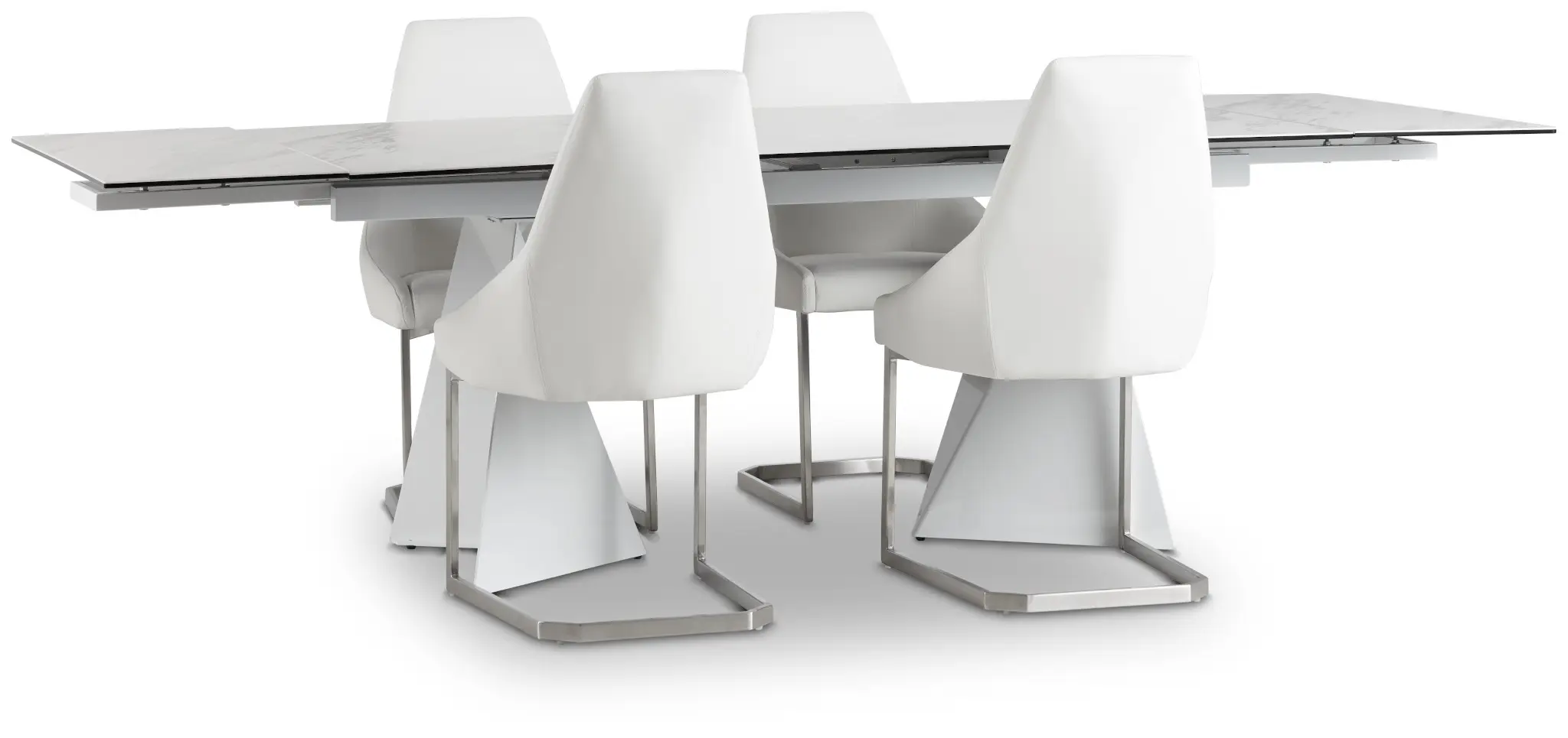 Monaco White Ceramic Table & 4 Upholstered Chairs Monaco White Ceramic Table & 4 Upholstered Chairs