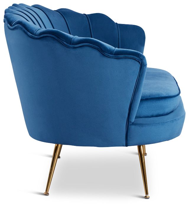 Lily Dark Blue Velvet Loveseat