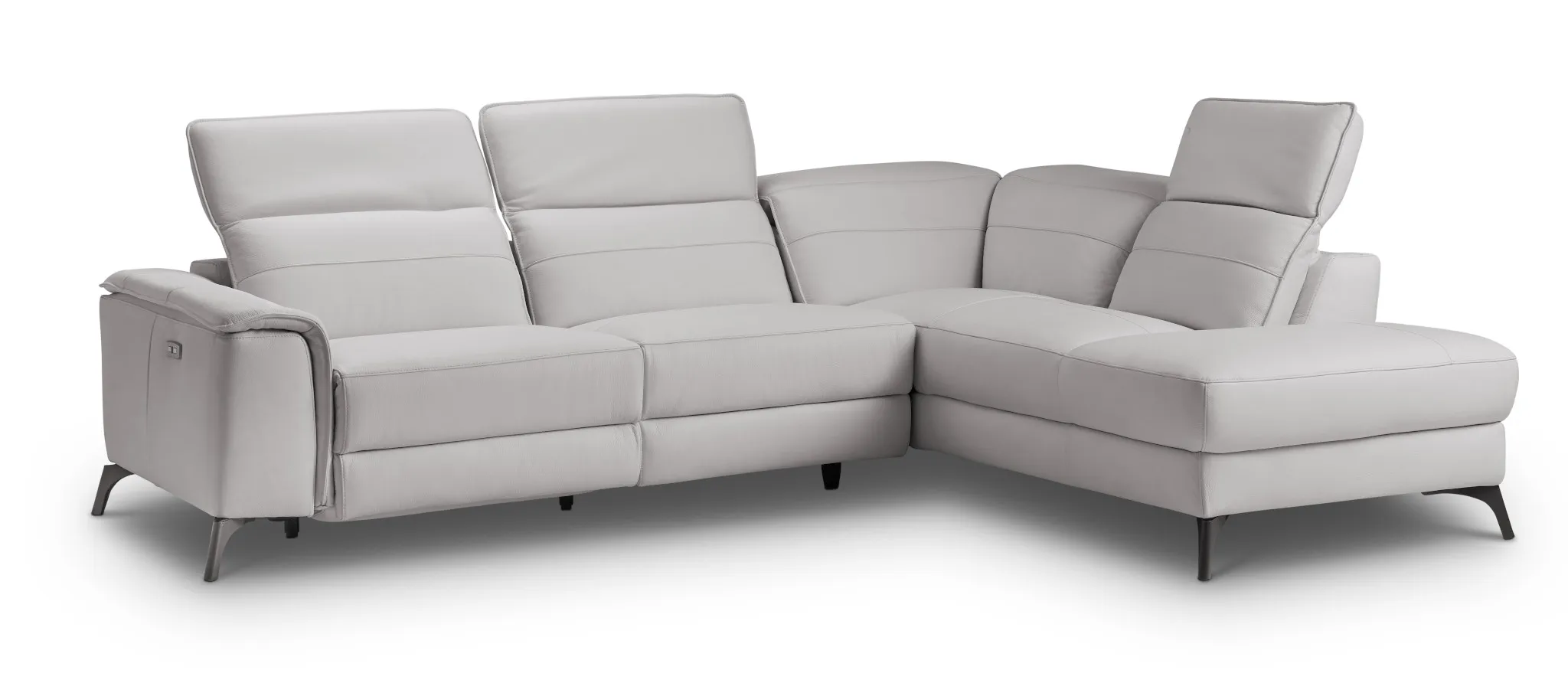 Pearson Gray Leather Right Bumper Power Reclining Sectional