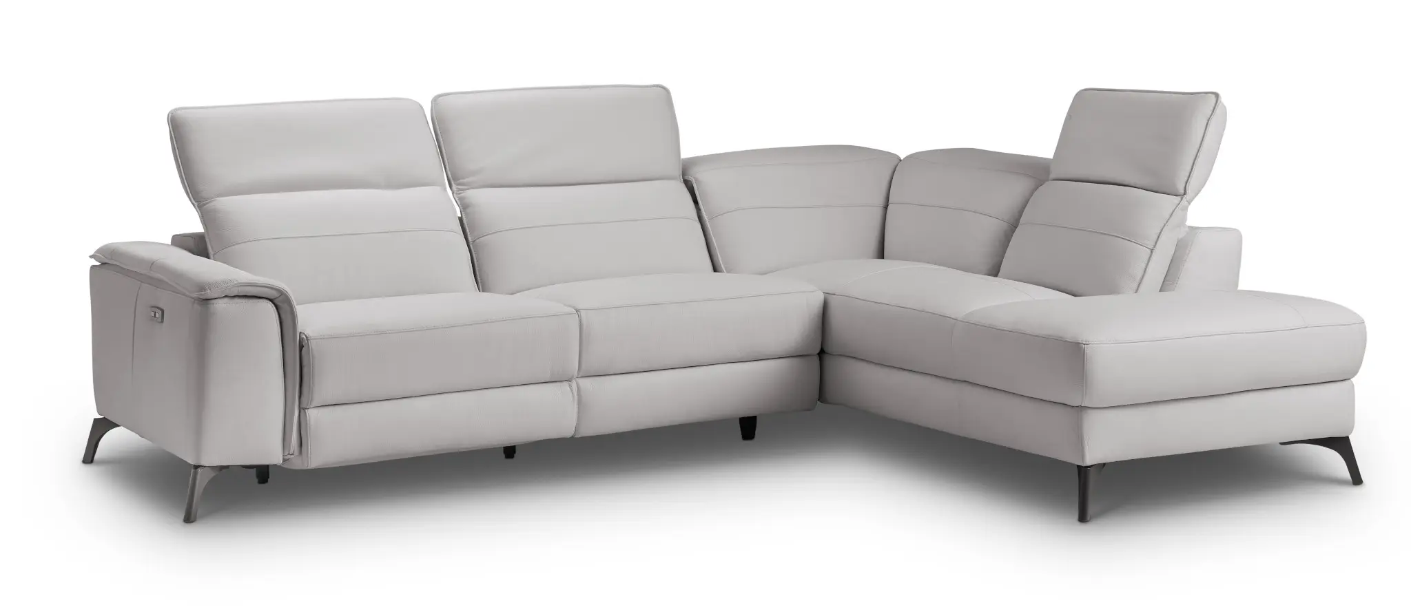 Pearson Gray Leather Right Bumper Power Reclining Sectional Pearson Gray Leather Right Bumper Power Reclining Sectional