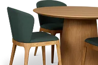 Nomad Light Tone 47" Round Table & 4 Dark Green Chairs W/light Tone Leg