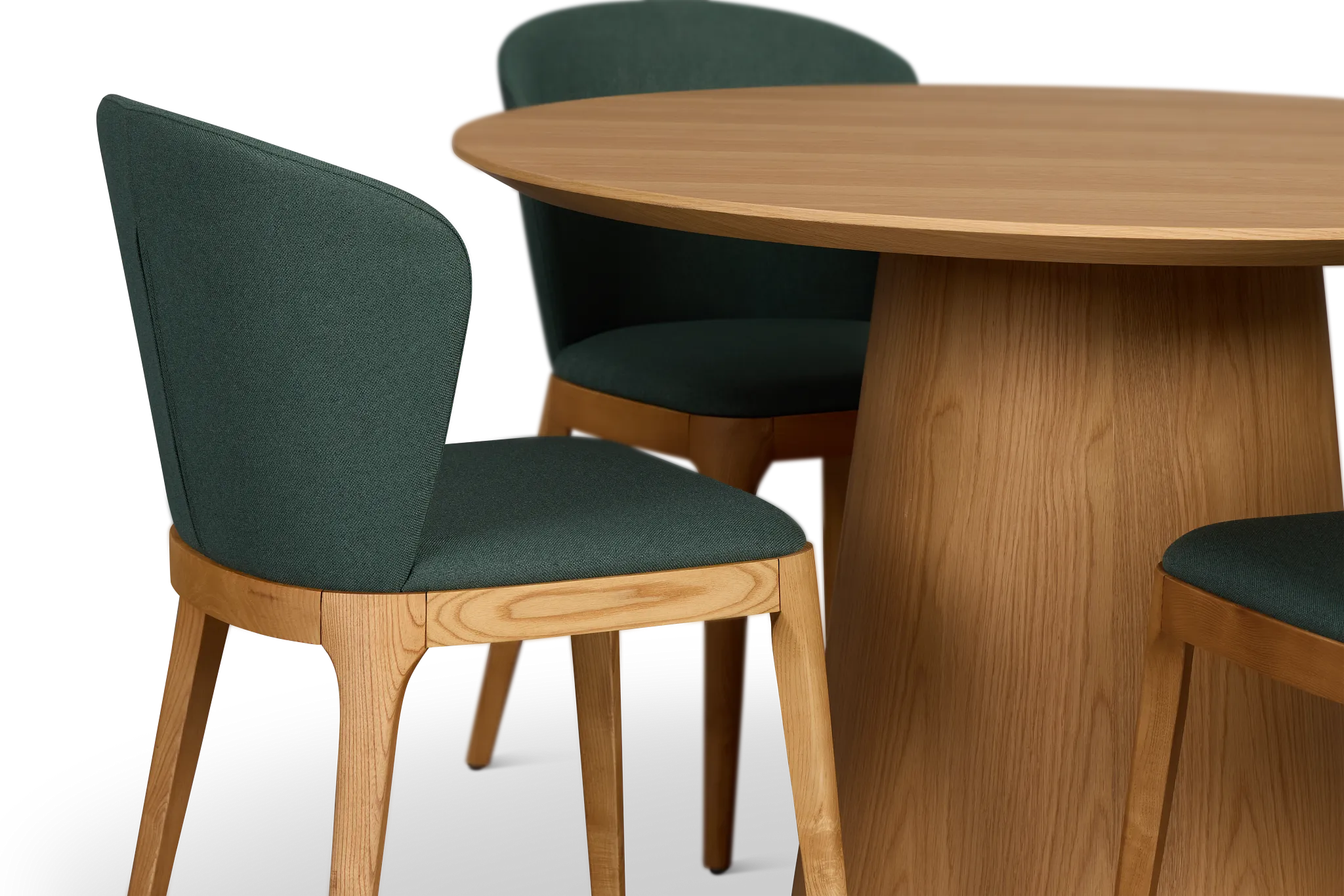 Nomad Light Tone 47" Round Table & 4 Dark Green Chairs W/light Tone Leg