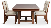 Park City Dark Tone Rectangular Table & 4 Upholstered Chairs