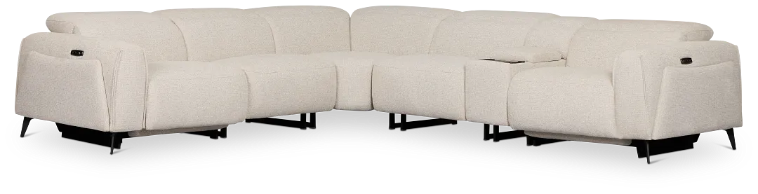 Reyna Light Beige Fabric Medium Dual Power 2-arm Reclining Sectional