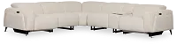 Reyna Light Beige Fabric Medium Dual Power 2-arm Reclining Sectional