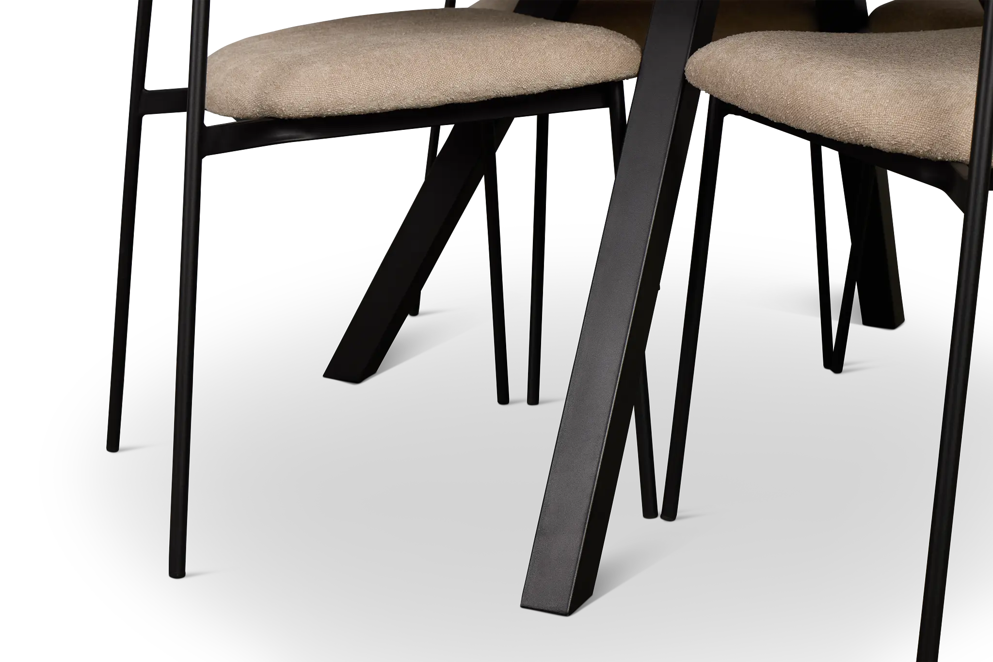 Lynden Light Tone Round Table & 4 Beige Woven Upholstered Side Chairs Lynden Light Tone Round Table & 4 Beige Woven Upholstered Side Chairs