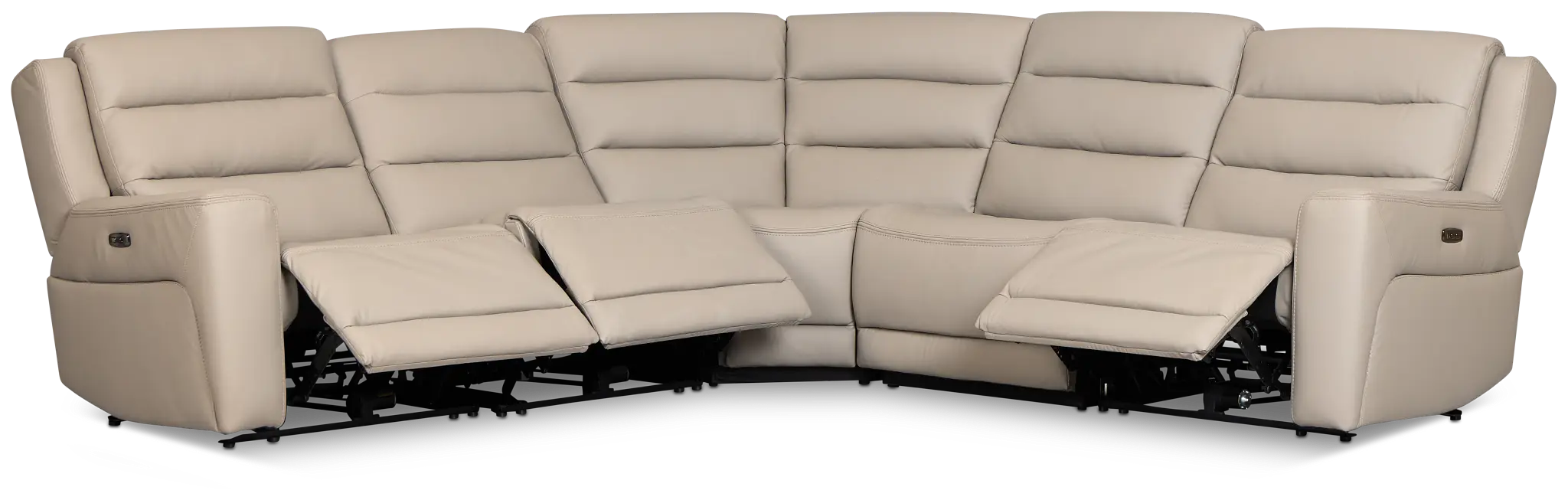 Wilder Taupe Leather Small Triple Power Reclining Two-arm Sectional Wilder Taupe Leather Small Triple Power Reclining Two-arm Sectional