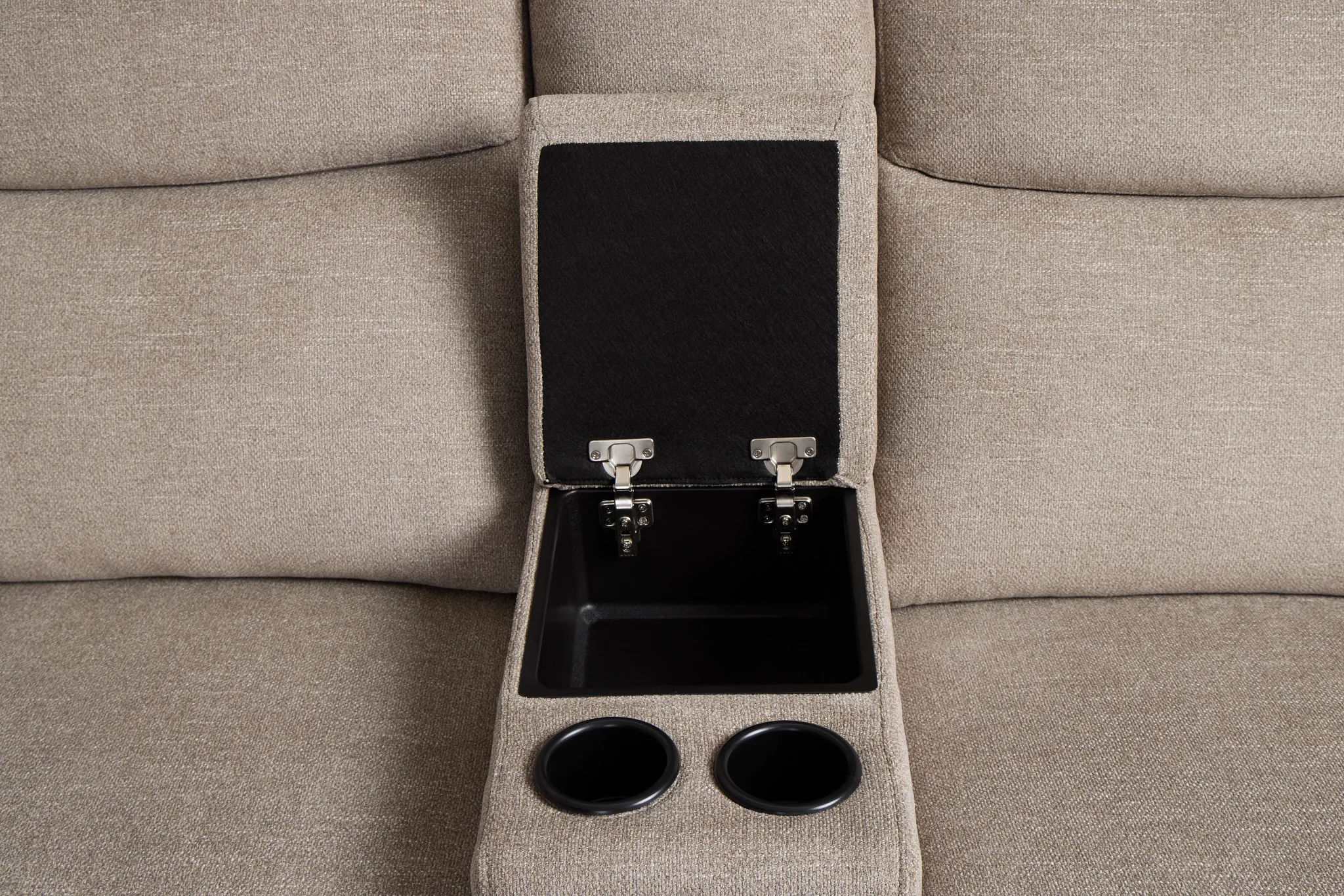 Walker Beige Fabric Large Dual Manually Reclining Two-arm Sectional