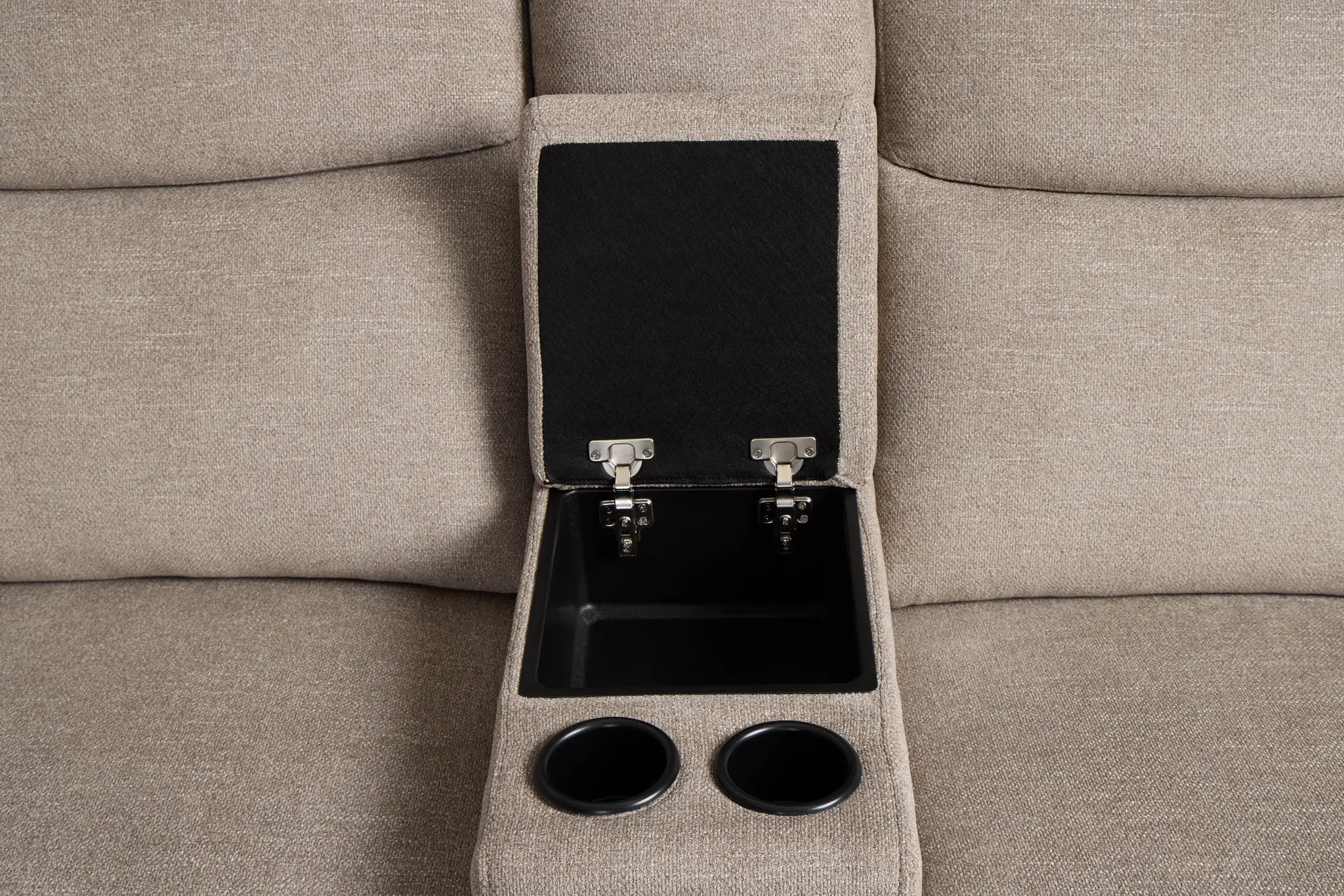 Walker Beige Fabric Large Dual Manually Reclining Two-arm Sectional Walker Beige Fabric Large Dual Manually Reclining Two-arm Sectional