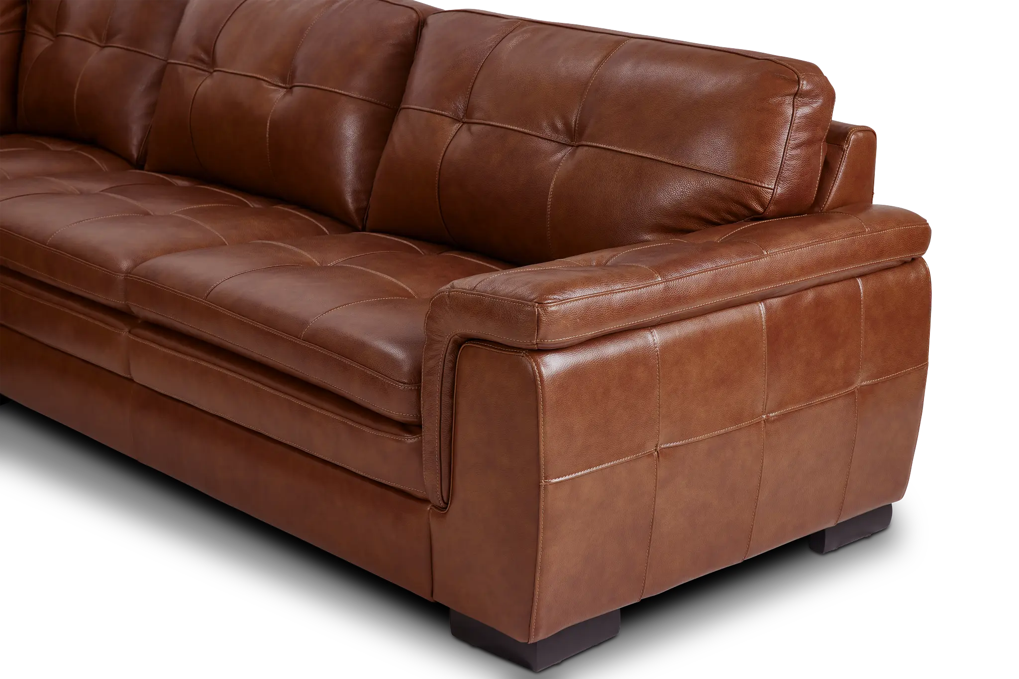 Braden Medium Brown Leather Small Two-arm Sectional Braden Medium Brown Leather Small Two-arm Sectional