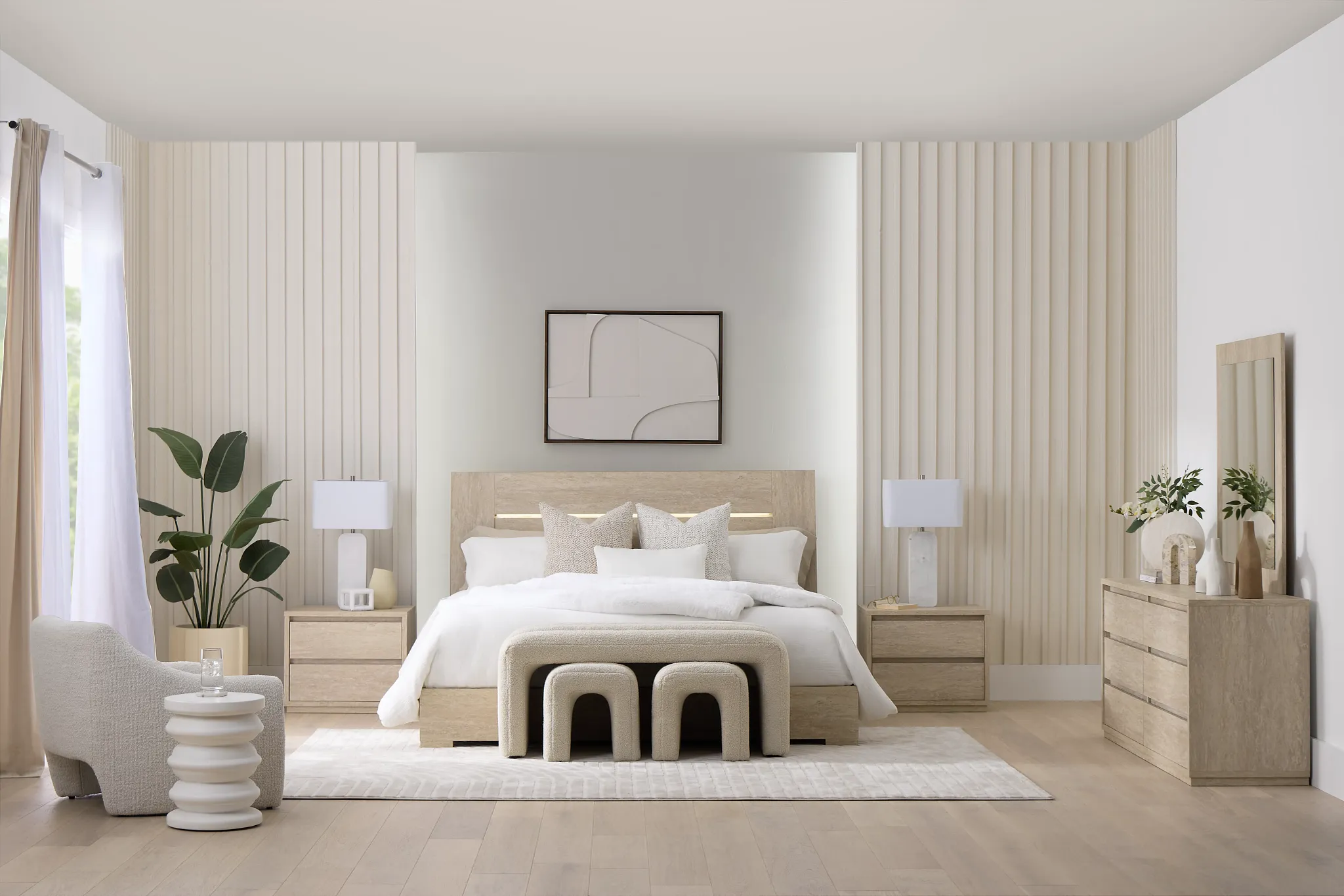 Malta Light Gray Panel Bed