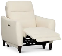 Keaton White Fabric Power Recliner With Power Headrest