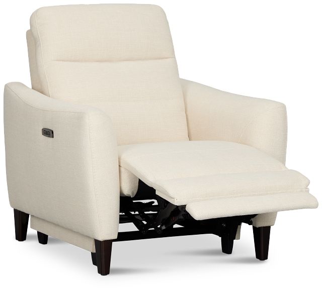 Keaton White Fabric Power Recliner With Power Headrest