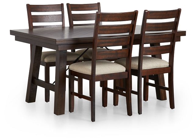 Jax Dark Tone Rect Table & 4 Wood Chairs