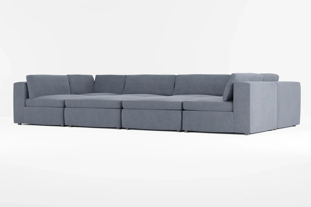Destin Victory Dark Blue Fabric 8-piece Pit Sectional
