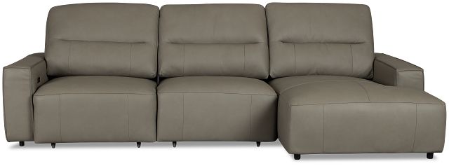 Rudy Gray Lthr/vinyl Right Dual Power Extension Chaise Sectional