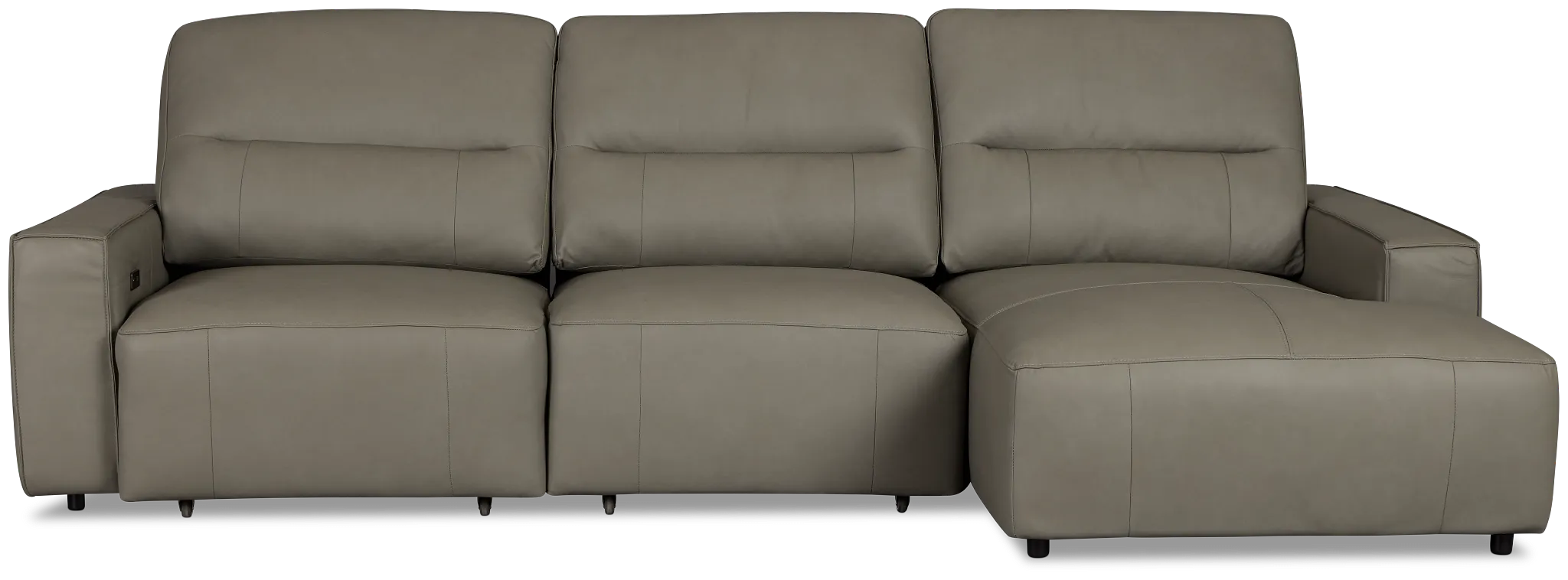 Rudy Gray Lthr/vinyl Right Dual Power Extension Chaise Sectional