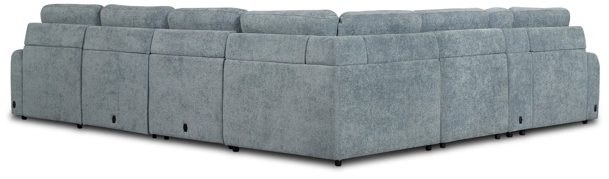 Hendrix Light Blue Fabric Large Triple Power Right Extension Chaise Sectiona