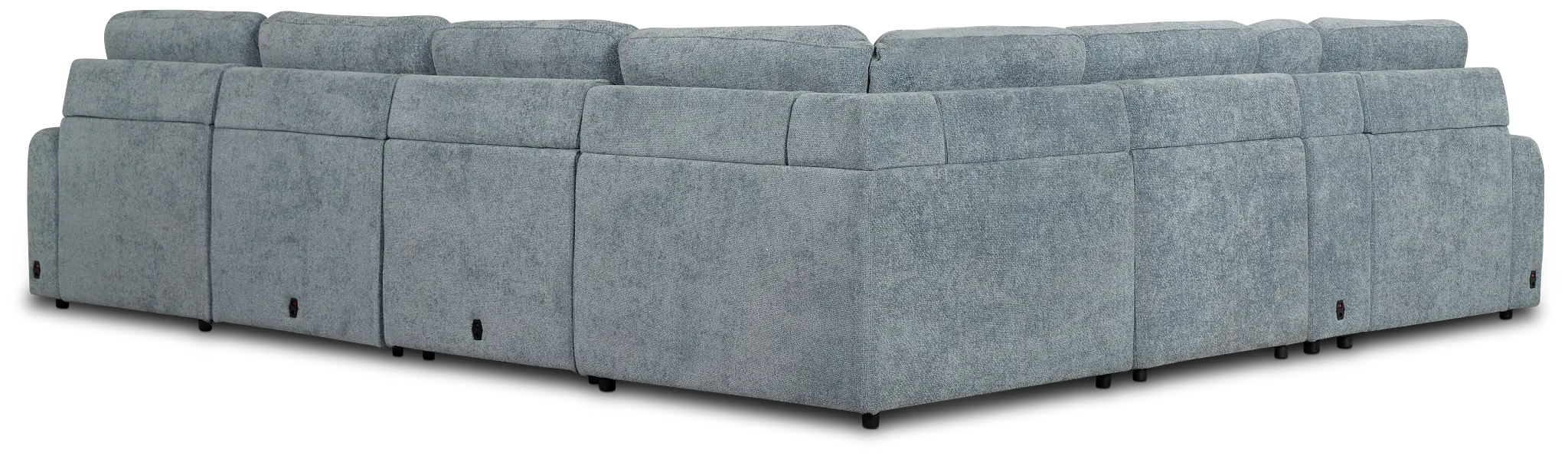 Hendrix Light Blue Fabric Large Triple Power Right Extension Chaise Sectiona Hendrix Light Blue Fabric Large Triple Power Right Extension Chaise Sectiona