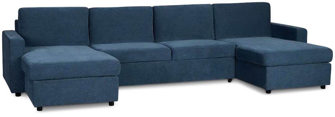 Addie Blue Fabric Double Chaise Sleeper Storage Sectional Addie Blue Fabric Double Chaise Sleeper Storage Sectional