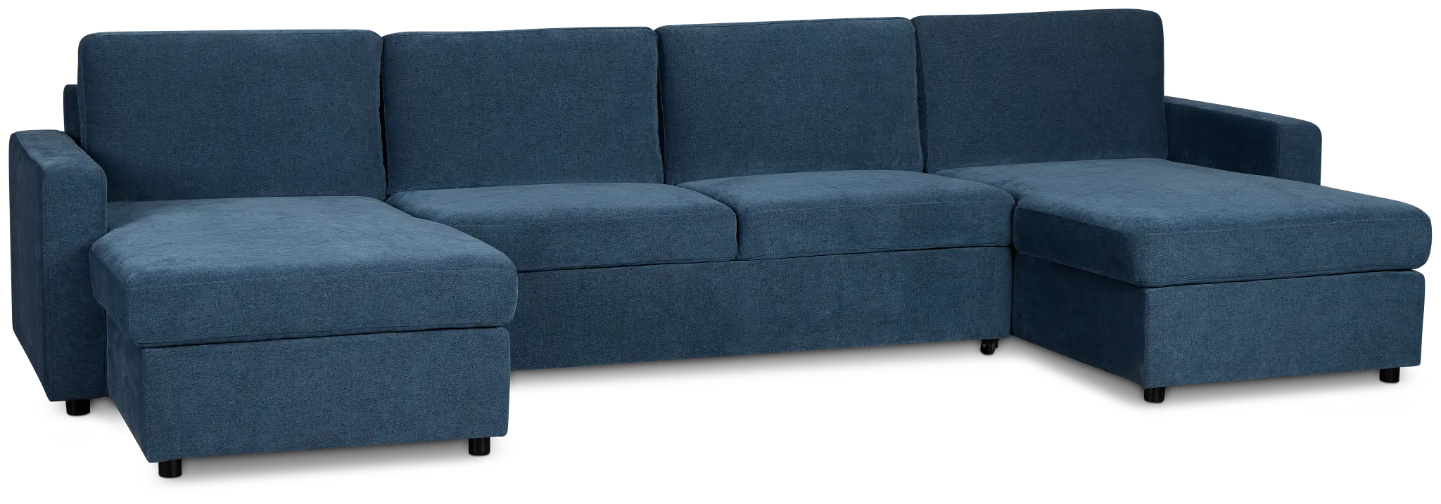 Addie Blue Fabric Double Chaise Sleeper Storage Sectional Addie Blue Fabric Double Chaise Sleeper Storage Sectional