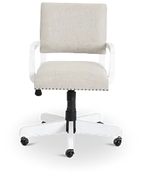 Newport Beige Wood Upholstered Desk Chair