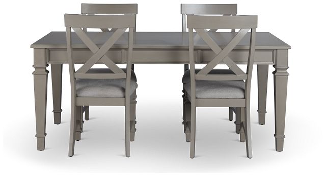 Marina Gray Table & 4 Wood Chairs (3)