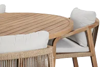 Laguna Light Tone Round Table & 4 Gray Cushioned Chairs