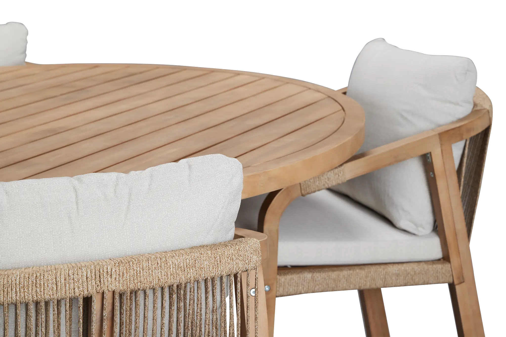 Laguna Light Tone Round Table & 4 Gray Cushioned Chairs Laguna Light Tone Round Table & 4 Gray Cushioned Chairs