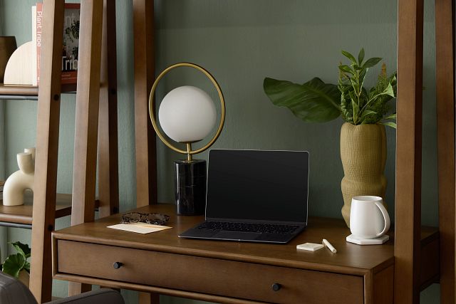 Rockford Light Tone Bookcase Wall Desk