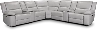 Peyton Light Gray Lthr/vinyl Large Triple Power Reclining Two-arm Sectional