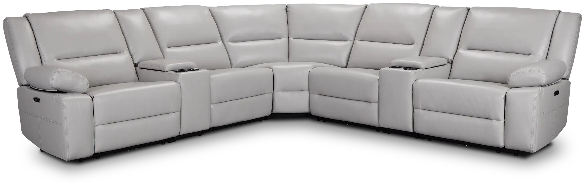 Peyton Light Gray Lthr/vinyl Large Triple Power Reclining Two-arm Sectional Peyton Light Gray Lthr/vinyl Large Triple Power Reclining Two-arm Sectional
