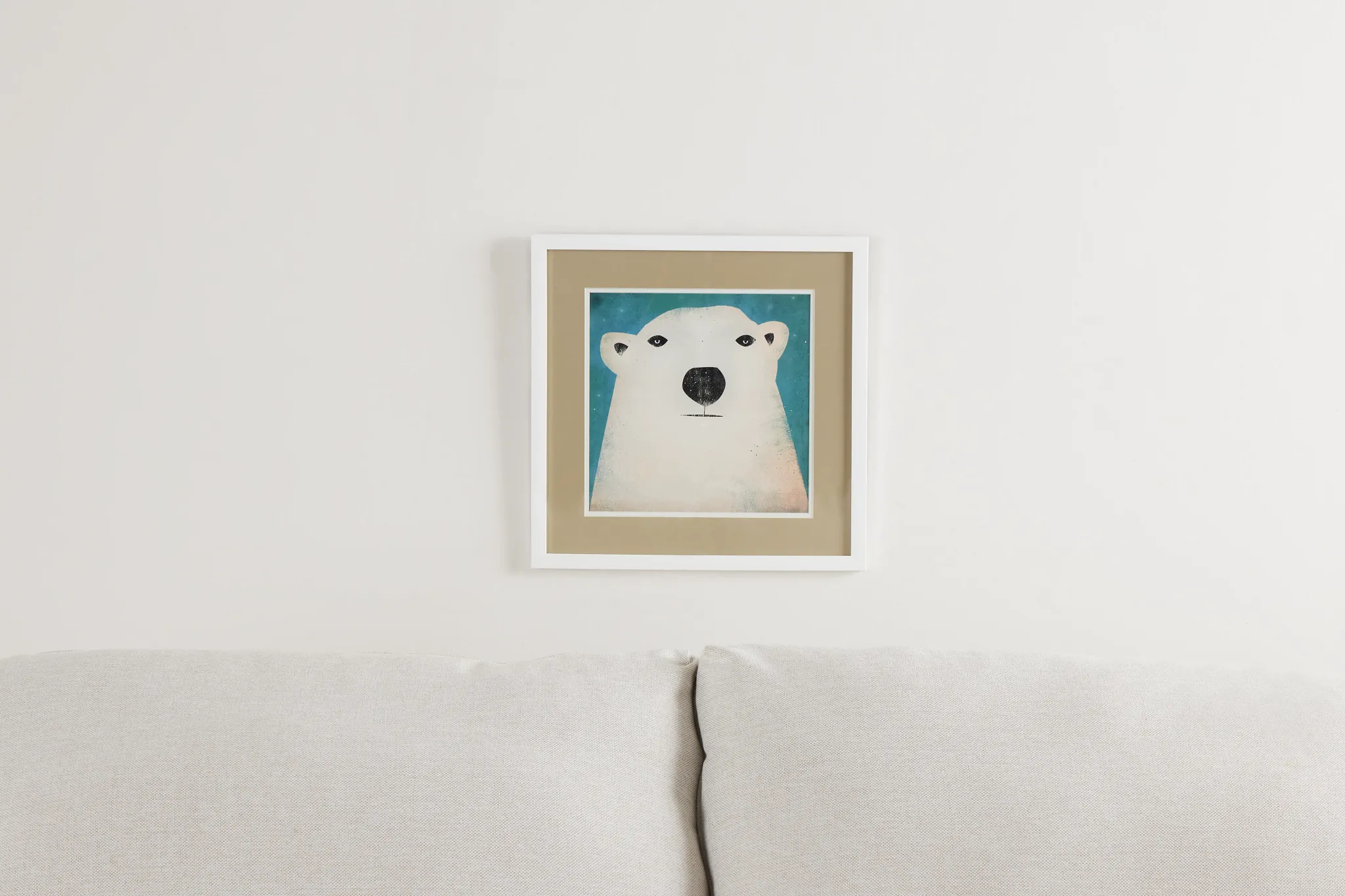 Polar Bear White Framed Wall Art