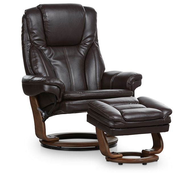 Perkins Dark Brown Micro Recliner & Ottoman